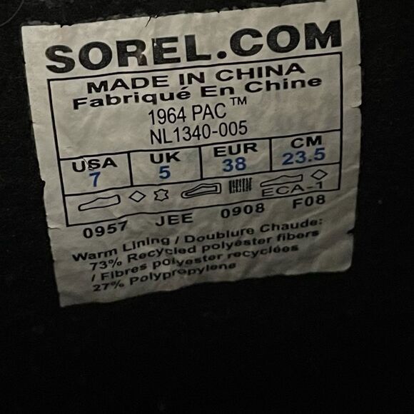 SOREL Women’s 1964 PAC Winter Waterproof Snow Boots Grey Purple Plaid  7 - Picture 15 of 15